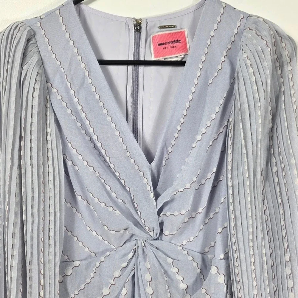 Kate Spade Pea; Drops Dress‎ Women Size 4 Lilac Twist Front Pleated Dot  Event